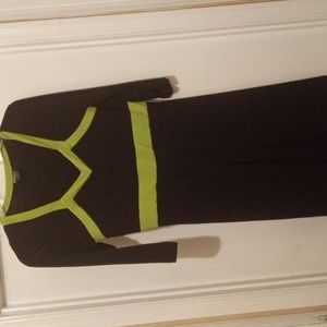 Women's black and lime green dress with v neck